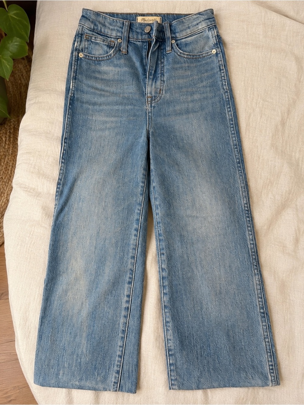 Madewell Wide-Leg High-Rise Jeans in Faded Blue Denim - Size 24 - Worn Once New